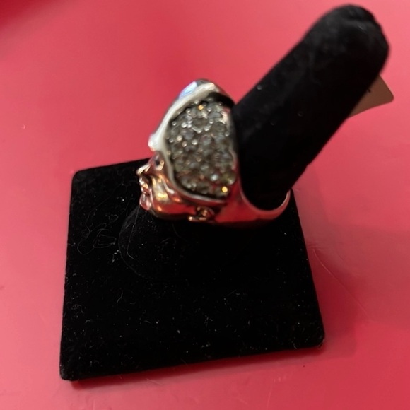 Silver Face Ring with Rhinestones - Picture 2 of 2